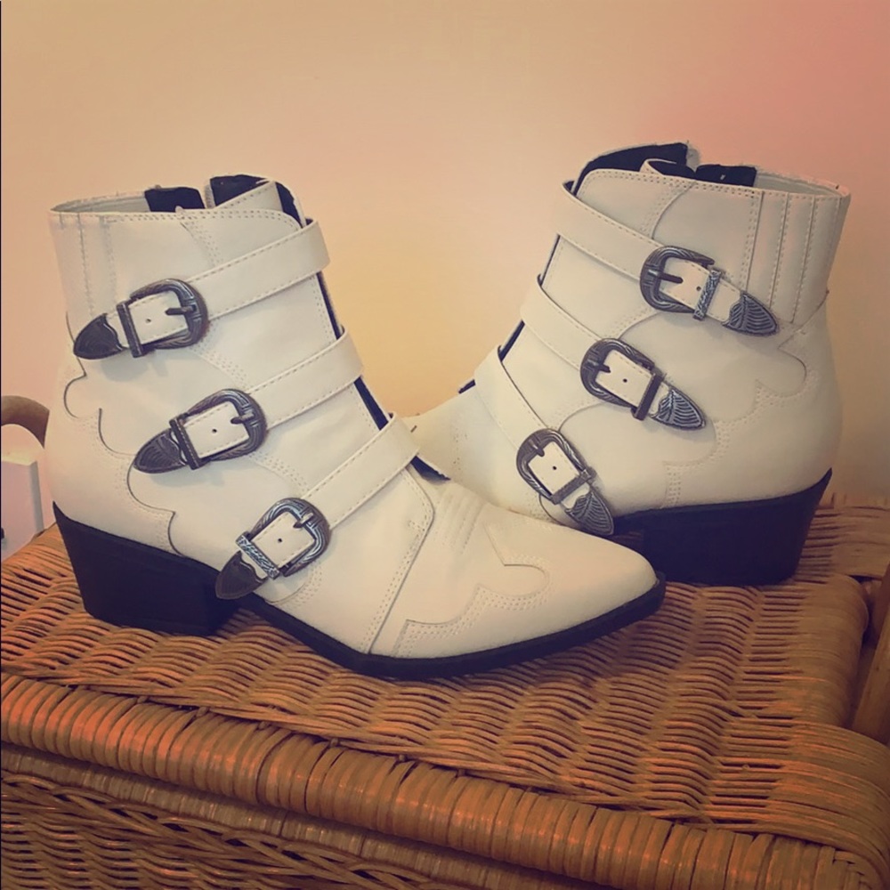 Cream Western Booties
